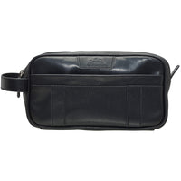 Mancini - Sac de toilette Buffalo à double fermeture éclair supérieure - 10 x 4,25 x 5 - Noir-Compartiment principal à double fermeture éclair supérieure