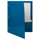 JAM Paper - Dossiers scolaires laminés brillants à 3 trous et à deux pochettes - bleu - Paquet de 6-4