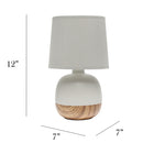 Simple Designs - Petite lampe de table du milieu du siècle - bois clair et gris clair-Utilise 1 ampoule candélabre de type B de 40 W (non incluse)