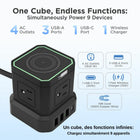 Uncaged Ergonomics - Multiprise sans fil CUBE 4AC - Chargement sans fil - Protection contre les surtensions - Câble de 10 pieds - Noir-1 chargeur sans fil rapide (15 W)