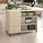 Bush Business Furniture - Hustle - Armoire de rangement de bureau avec roulettes, orme naturel (HUF140NE)-Le tiroir inférieur de la petite armoire s'ouvre sur des glissières à roulement à billes à extension complète pour un accès facile aux documents de format lettre, légal et A4