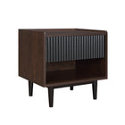 Manhattan Comfort - Table de nuit Duane 20,23" style mid-century moderne - brun foncé et noir-10