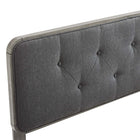 Modway - Collins Touffe Tissu et bois Tête de lit King, Charbon de bois gris-Bouton touffé