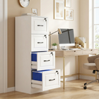 HOMCOM - Armoire de classement verticale à 4 tiroirs avec serrure - blanc-Quatre tiroirs spacieux offrent un espace suffisant pour un rangement organisé 