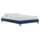 Modway - Harlow Performance Velvet Cadre de lit plateforme Queen, Marine-Velours de performance résistant aux taches