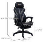 Vinsetto - Chaise de jeu de bureau inclinable avec repose-pieds - noir-Le soutien lombaire en plastique maintient le dos et favorise la fraîcheur