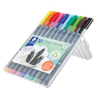 Staedtler - Marqueurs Fineliner triplus – 0,3 mm – couleurs variées – paquet de 10-ANTI-SÉCHAGE − peut rester décapuchonné pendant plusieurs jours sans sécher.