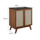 Modway - Soma 30" Vanette de salle de bain - Noir noyer-Tablette réglable