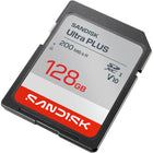 SanDisk - Carte SDXC UHS-I Ultra Plus 128 Go-Résiste aux chocs, à l'eau, aux rayons X et aux variations de température
