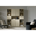 South Shore - Liora - Bibliothèque 4 portes et rangement ouvert modulaire- Chêne blanchi-Rangement ouvert et fermé : Profitez de 4 portes pour un rangement discret, combinées avec des espaces ouverts pour exposer vos objets décoratifs ou vos livres préférés.