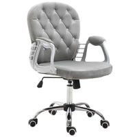 Vinsetto - Chaise de bureau à domicile réglable avec dossier capitonné à boutons-Tissu à effet velours, esthétique et doux pour la peau