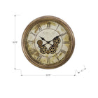 Monarch Specialties - Horloge - 23 po Rond - Mécanisme D'Engrenage - Horloge Murale - Brun Antique - Transitionnel-La surface en verre recouvre un affichage analogique numérique romain imprimé, facile à lire, et un mouvement à quartz précis pour un chronométrage facile et précis