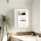 HOMCOM - Armoire murale de salle de bain avec 2 portes et étagères réglables - blanc-Fabriqué en MDF peint, fiable et sûr pour le rangement quotidien