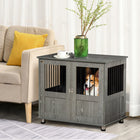PawHut - Meuble cage pour chien, table d’appoint pour chiens de taille moyenne - gris-Le style s’adapte à la décoration existante 