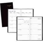 AT-A-GLANCE - Agenda de poche hebdomadaire/mensuel Fine Diary 2025 - 6 po H x 3 3/16 po l - Noir - Anglais-Couverture reliee en similicuir noir