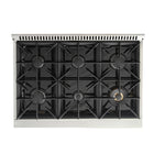Kucht - 36 po Série KDF Cuisinière Pro Style au gaz propane - Acier inoxydable/Bleu clair-Les grilles robustes en fonte permettent de déplacer facilement les casseroles entre les brûleurs sans avoir à les soulever