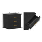 Manhattan Comfort - Table de nuit traditionnelle Clifford à 3 tiroirs - Noir-Trois tiroirs de rangement : Un vaste espace de rangement dissimulé garde votre table de chevet propre et sans encombrement