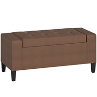 HOMCOM - Banc de rangement avec ottoman - brun-Le pouf de rangement à l'apparence classique peut s'accorder avec la plupart des styles de maison 