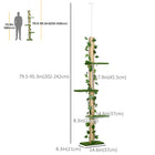 PawHut - Arbre à chat 4 niveaux du sol au plafond - hauteur réglable (80-95 po)-Fabriqué avec des panneaux de particules pour plus de stabilité 