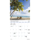 DateWorks - Calendrier Mural 16 Mois des Plages 2025 - 12 po x 12 po - Bilingue-13 images de haute qualité imprimées sur du papier Premium.