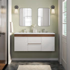 Modway - Render Fixation murale de 48" Vanette de salle de bain - Blanc Noyer Blanc-MDF et panneau de particules