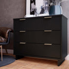 Manhattan Comfort - Granville commode moderne 37,8" - noir-Comprend 3 tiroirs à extension totale avec le tiroir supérieur conçu avec des lignes nervurées texturées verticales en bois massif