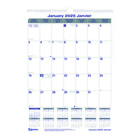 Blueline - 2025 Calendrier mural mensuel Net Zero Carbon- 12 po x 17 po - Bilingue-12 mois: janvier 2025 - décembre 2025