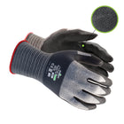 SHOWA - 381MFT Pro Gant en nitrile à poignée gaufrée en mousse microporeuse - Doublure en microfibre - Noir/Gris - Taille M-Préhension en S Gaufrée