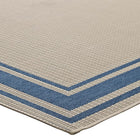 Modway - Rim Bordure solide intérieure et extérieure Tapis de 5 pi l x 8 pi L - Bleu et beige-Haute densité / Tissé à la machine
