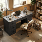 HOMCOM - Bureau exécutif de style ferme 55 po avec tiroirs - grain de bois noir-Finition grain de bois noir avec des éléments de style shaker et des accents noirs ajoutant un charme de ferme moderne