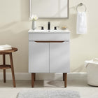 Modway - Harvest 24" Armoire de toilette de salle de bain (lavabo non inclus) - Noyer gris-Style moderne du milieu du siècle