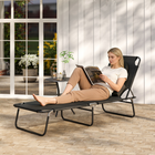 Outsunny - Chaise longue d’extérieur réglable avec ouverture pour le visage et coussin - noir-Trou pour le visage permettant de s’allonger confortablement sur le ventre lors des bains de soleil