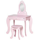 Qaba - Ensemble coiffeuse pour enfants avec miroir et tabouret - Rose-Colour: Pink 