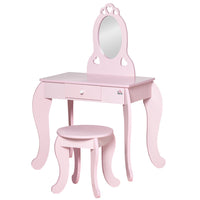 Qaba - Ensemble coiffeuse pour enfants avec miroir et tabouret - Rose-Colour: Pink 