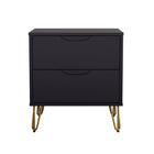 Manhattan Comfort - Table de chevet Avira 20" style milieu du siècle moderne à 2 tiroirs - Noir-Table de nuit moderne et épurée avec une finition en stratifié lisse pour un aspect chaleureux et naturel