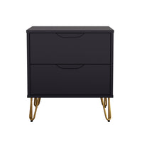 Manhattan Comfort - Table de chevet Avira 20" style milieu du siècle moderne à 2 tiroirs - Noir-Table de nuit moderne et épurée avec une finition en stratifié lisse pour un aspect chaleureux et naturel
