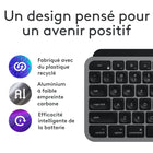 Logitech - MX Keys S Combo for Mac, clavier et souris sans fil, repose-poignets, clavier rétroéclairé - Gris-En Plastique Recyclé : Les parties en plastique du clavier MX Keys S contiennent du plastique recyclé post-consommation certifié - 26 % pour Noir, 11 % pour Gris Pâle. À l'exception de l'emballage et des plastiques du récepteur et de l'ensemble de câblage imprimé (PWA)