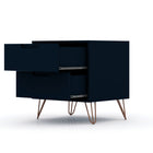 Manhattan Comfort - Table de nuit Rockefeller 51 cm style mi-siècle moderne à 2 tiroirs - Tatiana bleu minuit-Capacité de 11 lb par tiroir