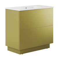 Modway - Quantum 36" Vanette de salle de bain - Or blanc-Vanité de salle de bain moderne