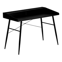 Monarch Specialties - 7537 Bureau 48 po L - Noir/Metal Noir-Bureau d'ordinateur au fini noir avec une petite huche avec une longue tablette et 2 compartiments de rangement