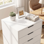 HOMCOM - Classeur vertical à 6 tiroirs avec roulettes verrouillables - blanc-Un design épuré avec des lignes nettes et des poignées encastrées crée un look moderne et minimaliste 