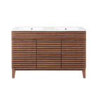 Modway - Render 48" Meuble de salle de bain à double lavabo - Blanc noyer-Vanité moderne du milieu du siècle