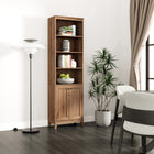 Prepac - Bibliothèque haute Yaletown 79,50 po avec portes, cabinet de rangement avec portes et étagères - Chêne naturel-Fonctionnel et élégant : L'armoire avec portes et étagères présente un design élégant de porte shaker avec des charnières européennes durables