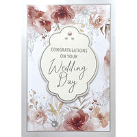 Rosedale Gold - Cartes de souhaits Mariage avec enveloppes – 5-1/2 po x 8 po – Félicitations : fleurs – paquet de 6-Cartes de souhaits qualité boutique