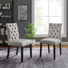 Modway - Duchess Performance Velvet Chaises de salle à manger Ensemble de 2 - Gris clair-Rembourrage en mousse dense pour le confort