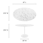 Modway - Lippa Ovale de 48 po Faux marbre Table à manger, Blanc-Finition durable