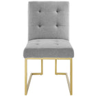 Modway - Privy Acier inoxydable doré Tissu rembourré Chaise d’accent pour salle à manger - Or gris clair-Livré entièrement assemblé