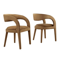 Modway - Pinnacle Performance Velvet Chaise à manger Ensemble de 2 - Brown-Ensemble de chaises de salle à manger modernes