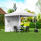 Outsunny - Tente auvent pliante robuste 10 pi l x 10 pi L - UPF50+ - Blanc-Paroi latérale à fermeture auto-agrippante avec poches de rangement et supports pour sacs poubelle pour plus de praticité