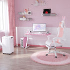 HOMCOM - Chaise de gamer inclinable avec repose-pieds - rose-Revêtement en cuir PU, siège pivotant et roulettes PU fluides pour un déplacement aisé sur tout type de sol